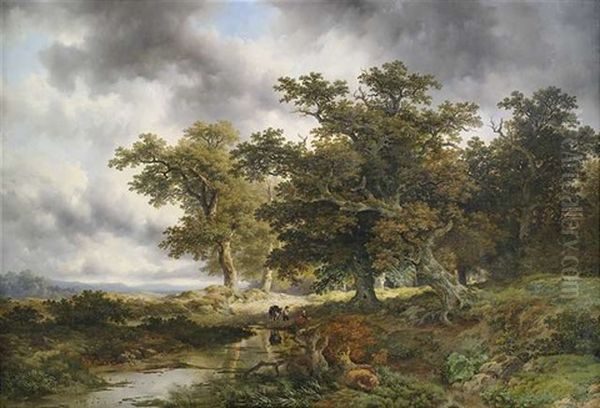 Sommerliche Waldlandschaft Mit Figurlicher Staffage - view 1