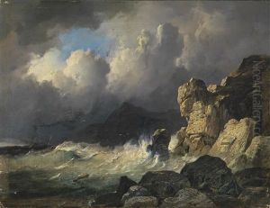 Sturmische Meereskuste by Remigius Adriannus van Haanen