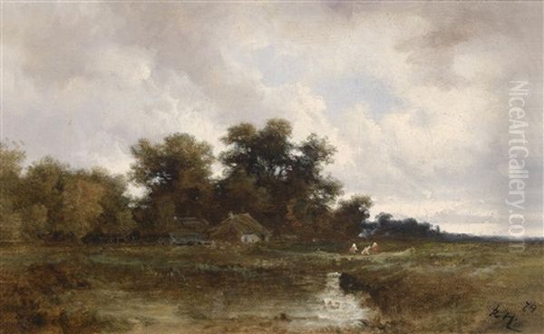 Landschaft Mit Weiher Und Figurlicher Staffage - view 1