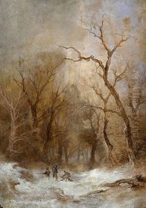 Winterlandschaft Mit Jagern by Remigius Adriannus van Haanen