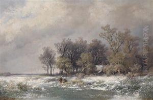 Winterlandschaft (+ Sommerlandschaft; 2 Works) by Remigius Adriannus van Haanen