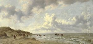 Het Binnenhalen Van De Sloep by Remigius Adriannus van Haanen