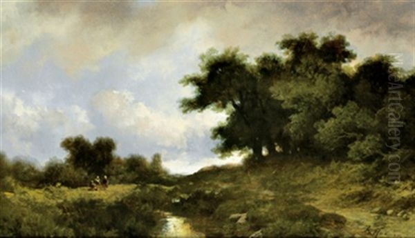 Eine Fluslandschaft Mit Spaziergangern - view 1