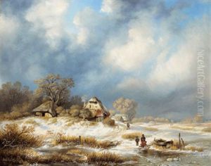 Winterlandschaft Mit Figurlicher Staffage by Remigius Adriannus van Haanen