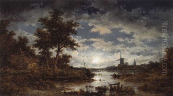 Hollandische Landschaft Im Mondschein - view 1