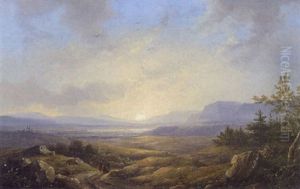 Sonnenuntergangsstimmung In Einem Weiten Tal