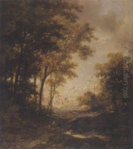 Waldlandschaft Mit Figurenstaffage by Remigius Adriannus van Haanen