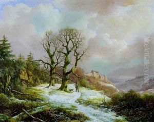 Jager In Winterlicher Landschaft Jager In Winterlicher Landschaft