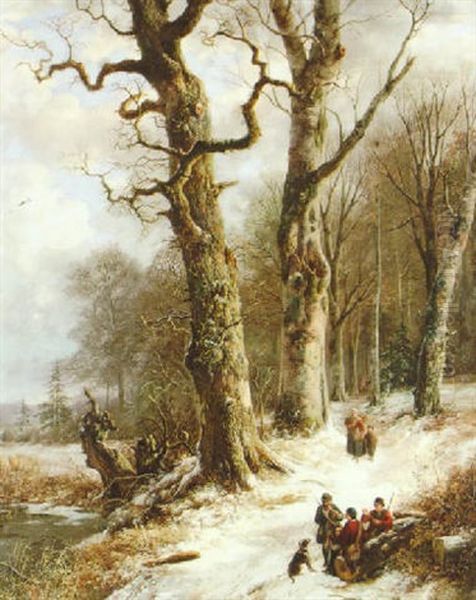 Snow Scene With Figures - view 1
