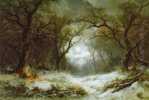 Eine Mondnacht Im Winterwald