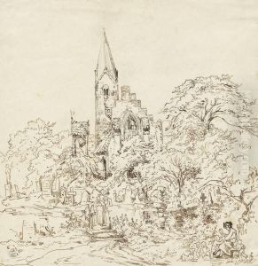 Gotische Kirche Mit Waldfriedhof by Julius Bakof