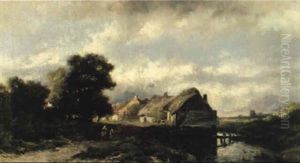 Bauernhutten In Flacher Landschaft