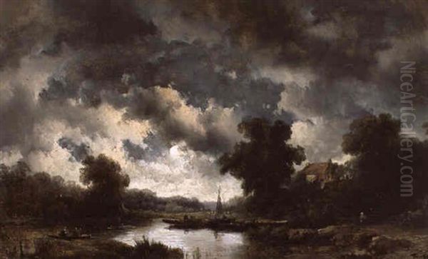 Flusslandschaft Mit Gewitterwolken - view 1
