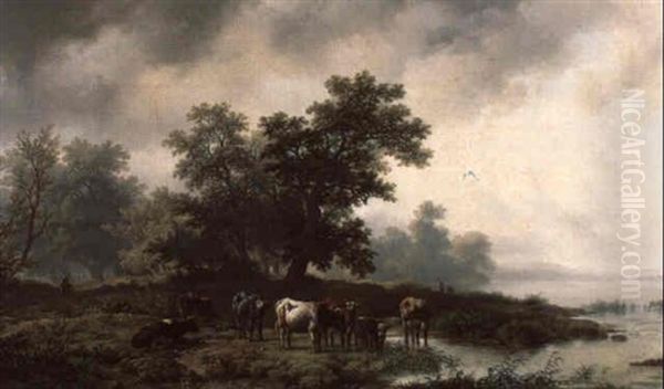 Flusslandschaft Mit Weidevieh - view 1