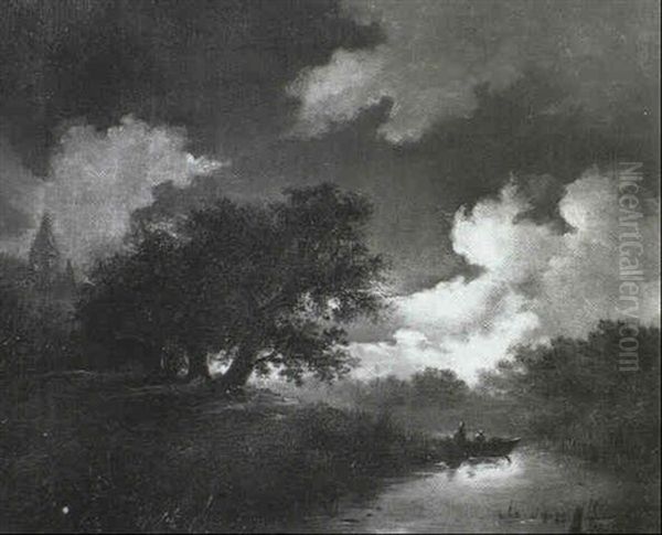 Flusslandschaft Im Mondlicht - view 1