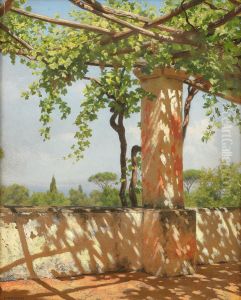 Terrace With Pergola by Stepan Vladislavovich Bakolowicz