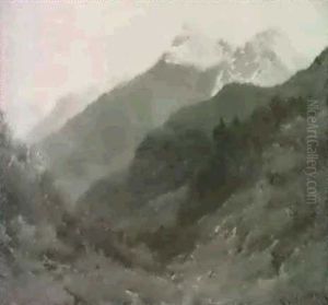 Hochgebirgstal Im Sommer Mit Wanderern Nahe Den             Bauernhausern Im Mittelgrund