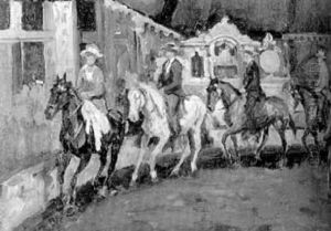 Ruiters En Amazone Te Paard by Dirk Johannes Van Haaren