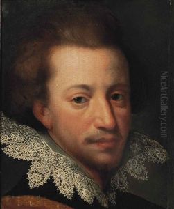 Portrait Of A Gentleman, Bust-length, In A Black And Brown Coat With A Lace Collar