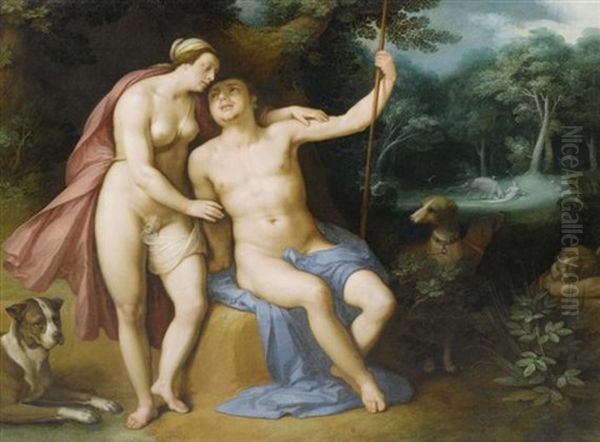Venus Und Adonis In Einer Bewaldeten Landschaft - view 1