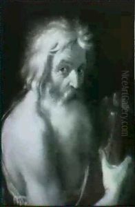 An Allegory Of Time: An Old Man Holding An Hourglass by Cornelis Cornelisz Van Haarlem