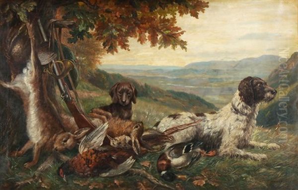 Jagdstillleben Mit Zwei Hunden - view 1