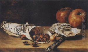 Stilleben Mit Apfeln Und Kastanien