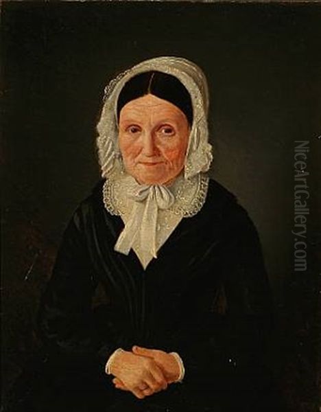 Portrait Of An Elderly Woman In A Black Dress - view 1