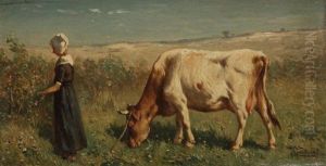 Bergere Et Sa Vache by Johannes-Hubertus-Leonardus de Haas