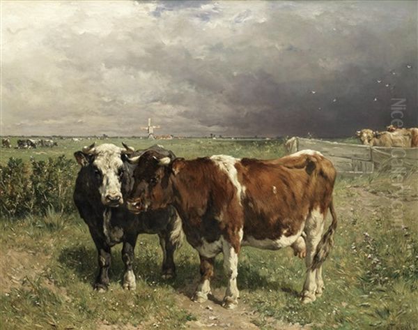 Cattle In A Pasture by Johannes-Hubertus-Leonardus de Haas