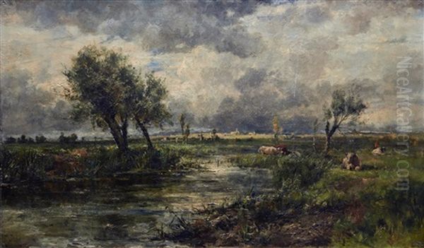 River Landscape With Cattle - view 1