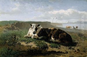 Sommerliche Weidelandschaften Mit Kuhen (pair) by Johannes-Hubertus-Leonardus de Haas