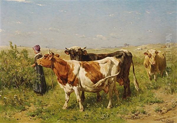 Hirten Mit Vieh In Weidelandschaft - view 1