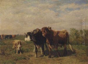 Cows In A Pasture by Johannes-Hubertus-Leonardus de Haas