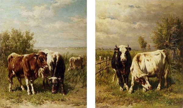 Cows In A Sunlit Riverlandscape - view 1