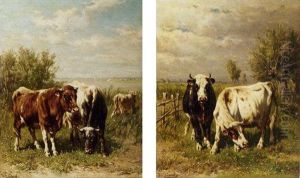 Cows In A Sunlit Riverlandscape Cows In A Sunlit Riverlandscape