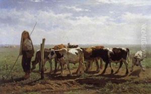 Koeienhoeder by Johannes-Hubertus-Leonardus de Haas