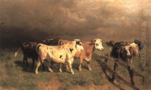 Cattle Under Stormy Skies by Johannes-Hubertus-Leonardus de Haas