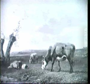 Kuhe Und Schafe Auf Der Weide by Johannes-Hubertus-Leonardus de Haas