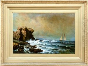 Rocky Coastal Scene With Figures by Mauritz F. H. de Haas