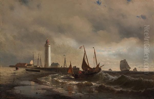 Ships Near A Lighthouse - view 1