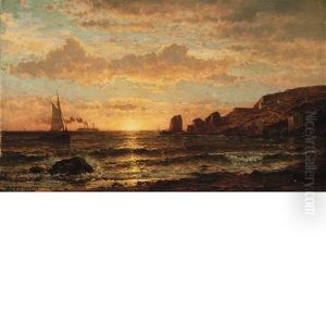 Steamer Off A Coast At Twilight by Mauritz F. H. de Haas