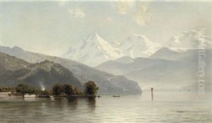 A View Of The Thunersee With The Mountains Eiger, Monch And Jungfrau Beyond, Switzerland