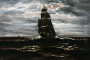 Nocturnal Maritime - Ship At Full Sail by Mauritz F. H. de Haas