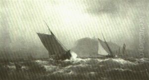 Boats In Choppy Coastal Waters by Mauritz F. H. de Haas