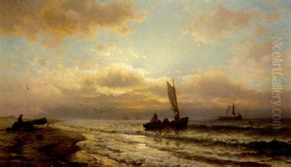 Fishermen At Sunset (montauk?) - view 1