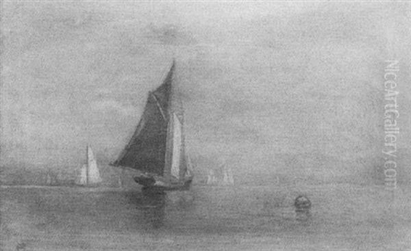 Sailboats Becalmed At Dusk - view 1