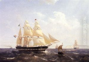 A Three Master At Sea by Mauritz F. H. de Haas
