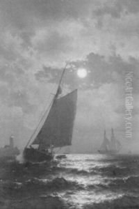Ship Sailing In The Moonlight by Mauritz F. H. de Haas
