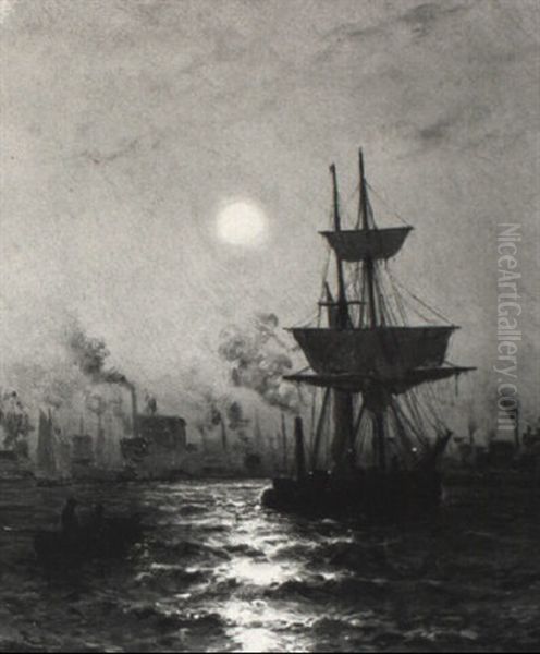 New York Harbour At Night - view 1